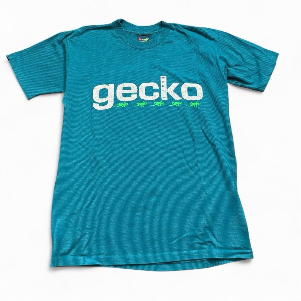 Vintage Gecko Hawaii T-Shirt Men's Size Medium Single Stitch Surf Skate 90s